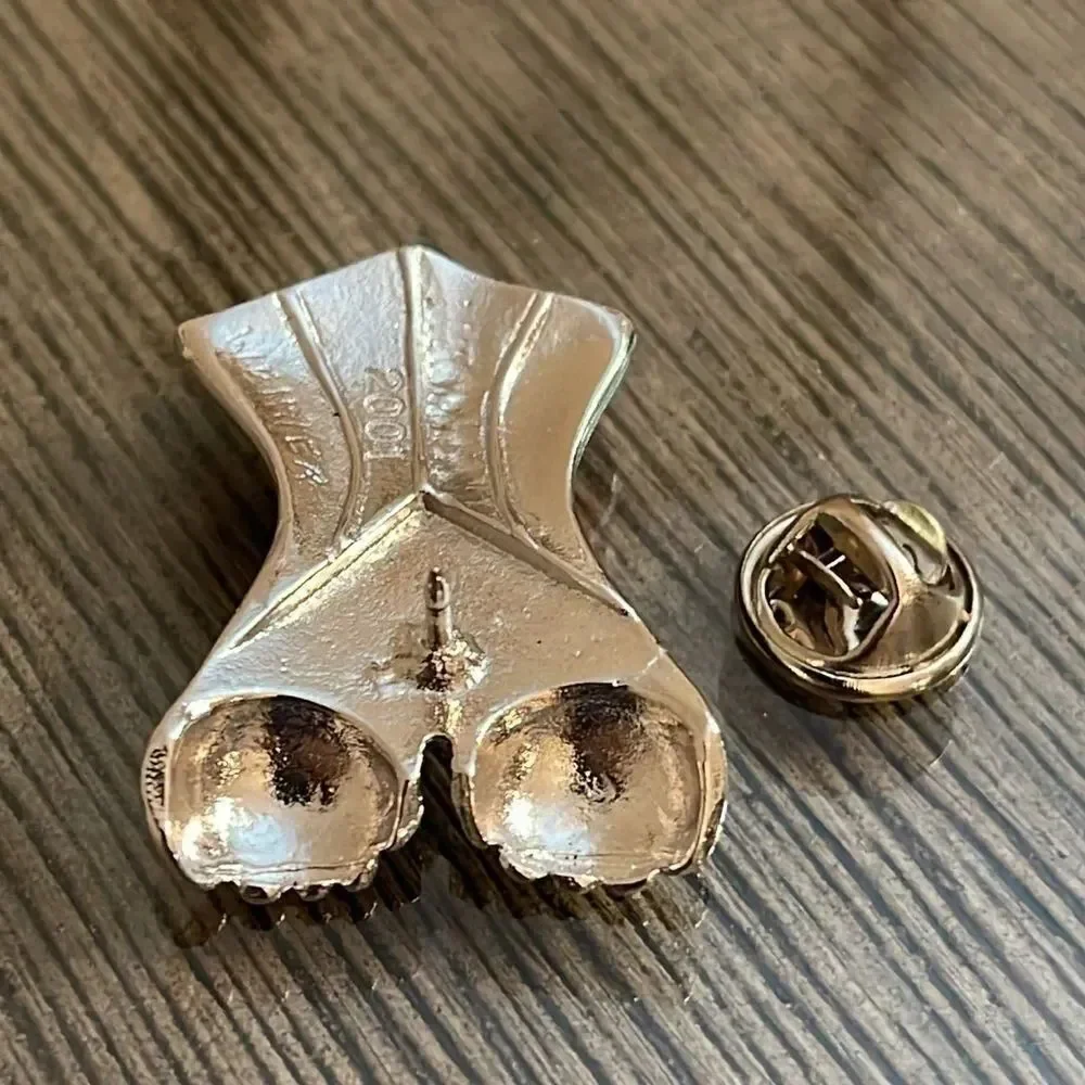 2001 Silver-tone Bustier Brooch Pin By Jill Weiner Lingerie Fashion Burlesque